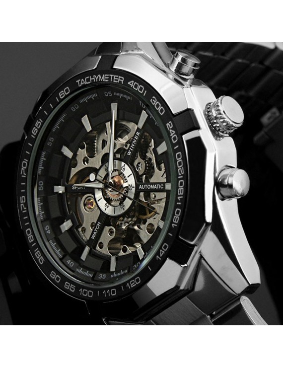 WINNER Brand Men Luminous Automatic Mechanical Business Watch Stainless Stain Skeleton Military Wristwatch