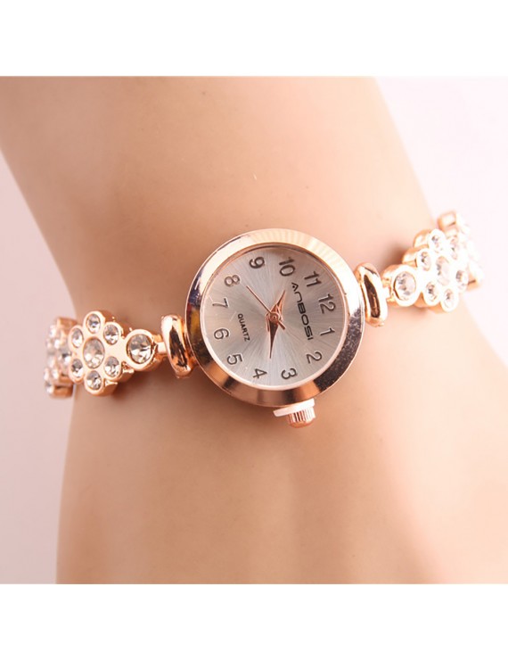 Fashion Women Luxury Rhinestone Crystal Bracelet Watches Mini Dial Quartz Stainless Steel Wristwatches