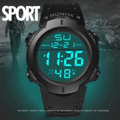 Men's Waterproof Silicone LED Digital Watch Stopwatch Date Rubber Sport Military Wrist Watches