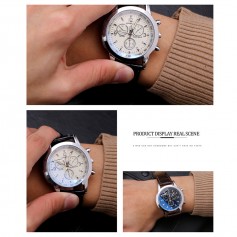 Fashion Men's Leather Military Casual Analog Quartz Wrist Watch Luxury Business Watches