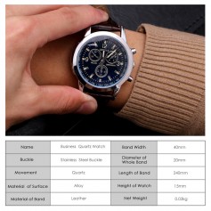 Fashion Men's Leather Military Casual Analog Quartz Wrist Watch Luxury Business Watches