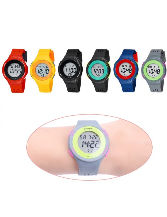 Silicone LED Light Digital Waterproof Sports Kids Wrist Watches Pores Swimming