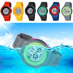 Silicone LED Light Digital Waterproof Sports Kids Wrist Watches Pores Swimming