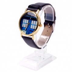 Women Men Doctor Who Tardis Watch Police Box Dial Retro Quartz Wristwatch