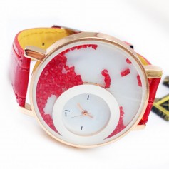 Women's Geneva Faux Leather Band Catchy Flower Casual Analog Quartz Wrist Watch