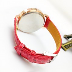 Women's Geneva Faux Leather Band Catchy Flower Casual Analog Quartz Wrist Watch
