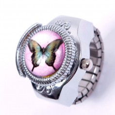 Fantastic Cute Child Lady Woman Man Girl Steel Butterfly Elastic Quartz Finger Ring Watch Gift