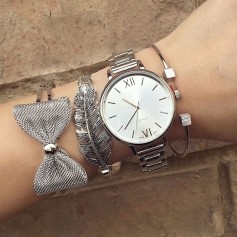 Women's Stylish Stainless Steel Thin Band Analog Quartz Dress Wrist Watches
