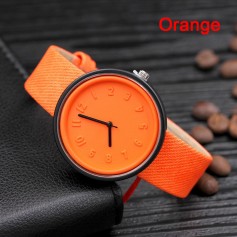 New Fashion Simple Number Watch Canvas Pattern Leather Belt Quartz Wrist Watches