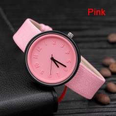 New Fashion Simple Number Watch Canvas Pattern Leather Belt Quartz Wrist Watches