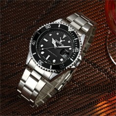 Man's Stainless Steel Sport Quartz Watch Waterproof Calendar Business Wristwatch