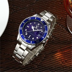 Man's Stainless Steel Sport Quartz Watch Waterproof Calendar Business Wristwatch