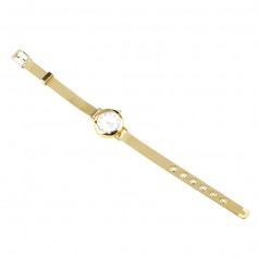 Fashion Womens Golden Small Round Dial Bracelet Lady Quartz Analog Wrist Watch