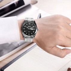 BOSCK Men's Casual Stainless Steel Mechanical Quartz Watch Waterproof Calendar Business Wristwatches