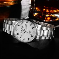 BOSCK Men's Casual Stainless Steel Mechanical Quartz Watch Waterproof Calendar Business Wristwatches