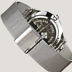 Mens WWOOR Brand Casual Waterproof Watch Stainless Steel Mesh Strap Simple Date Quartz Wrist Watches
