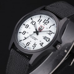Fashion Mens Date Military Stainless Steel Analog Quartz Army Sports Wrist Watch