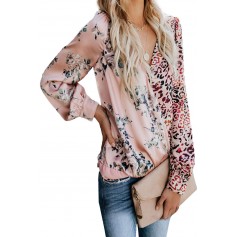 Pink Out Of Sight Mixed Print Drape Blouse