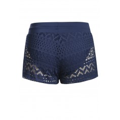 Blue Lace Shorts Attached Swim Bottom