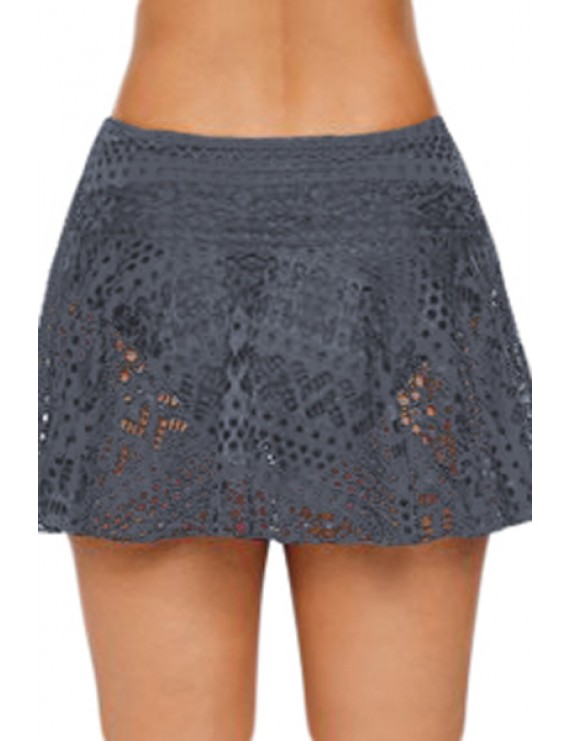 Gray Crochet Lace Skirted Bikini Bottom