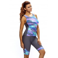 Sleeveless Top and Cropped Pants Two Piece Unitard Swimsuit