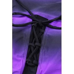 Purple Black Ombre Print Racerback Tankini Swimsuit