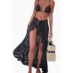 Black Sheer Wrap Sarong Maxi Beach Skirt