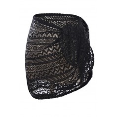 Black Stylish Crochet Sarong Cover up
