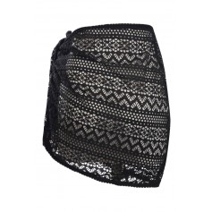 Black Stylish Crochet Sarong Cover up