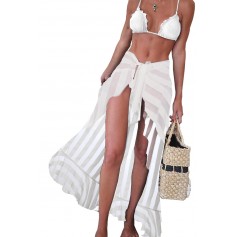 White Sheer Wrap Sarong Maxi Beach Skirt