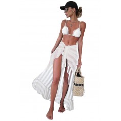 White Sheer Wrap Sarong Maxi Beach Skirt
