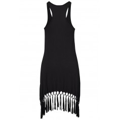Black Beach Time Long shirt with Fringes