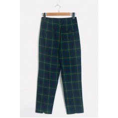 Green Plaid Pocket Casual Pants