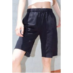 Black Pocket High Waist Casual Shorts