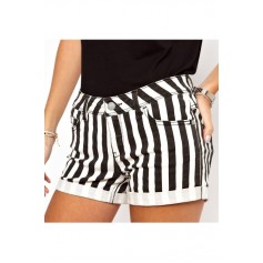 Black Stripe Pockets Decor Hot Shorts