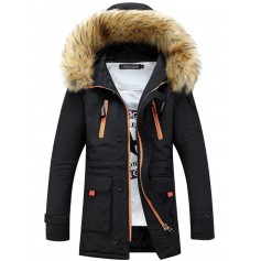 Long Sleeve Thicken Hooded Pockets Winter Cotton Warm Coats