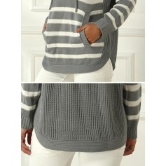 Turtleneck Stripe Long Sleeve Sweater For Women