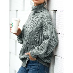 Tutleneck Oversized Twist Cable Chunky Casual Sweater