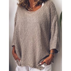 Knitting Solid Color Loose Long Sleeve Sweater