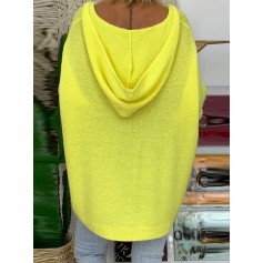 Casual Solid Color Loose Hooded Knitting Sweater