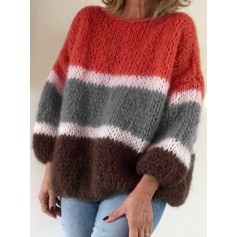 Contrast Color Long Sleeve Sweater For Women
