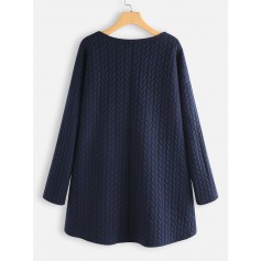 Casual Pockets Crew Neck Knitting Jacquard Sweater