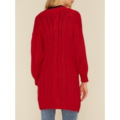 Casual Solid Color Pockets Open Sweater