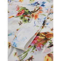 Multicolor Floral Print Half Sleeve Chiffon Women Cardigans