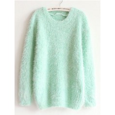 Solid Color Long Sleeve Pullover Mohair Sweaters